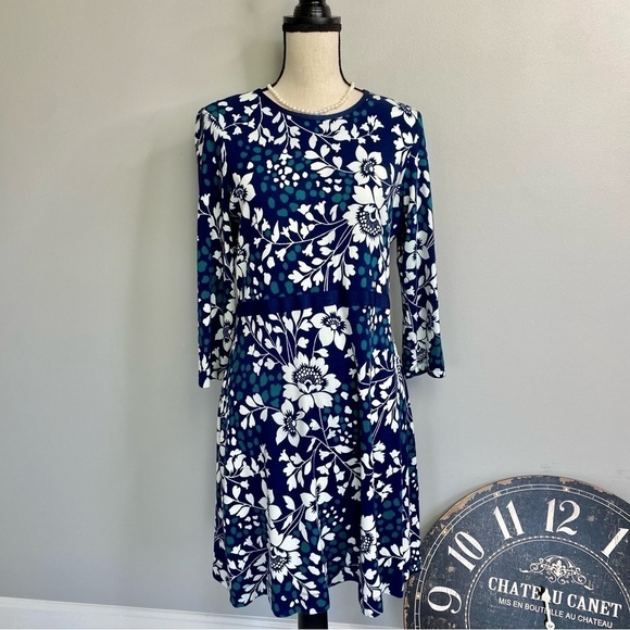 Draper James Blue Green White floral dress size M - Picture 2 of 12